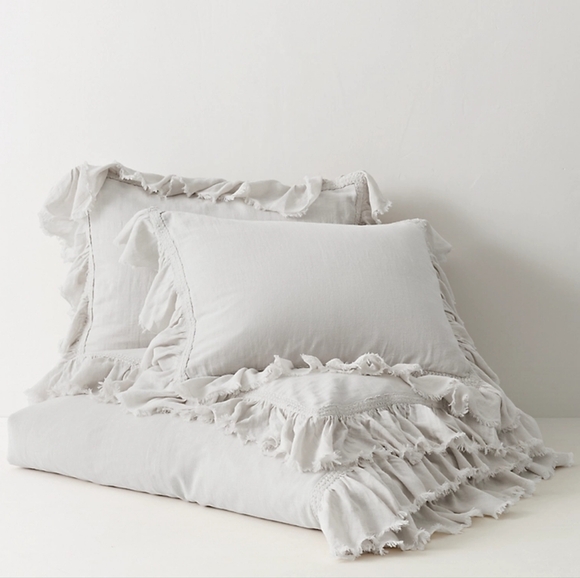Restoration Hardware RH Teen Tattered Sham Pillowcase Set of 3 Grey